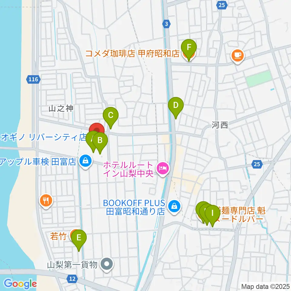 リバーシティーカルチャーセンター周辺のカフェ一覧地図