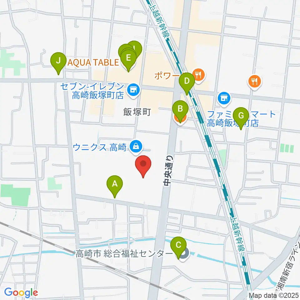高崎カルチャーセンター周辺のカフェ一覧地図