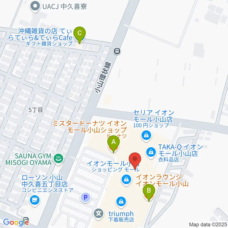小山カルチャーセンター周辺のカフェ一覧地図