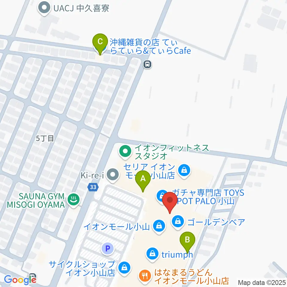 小山カルチャーセンター周辺のカフェ一覧地図