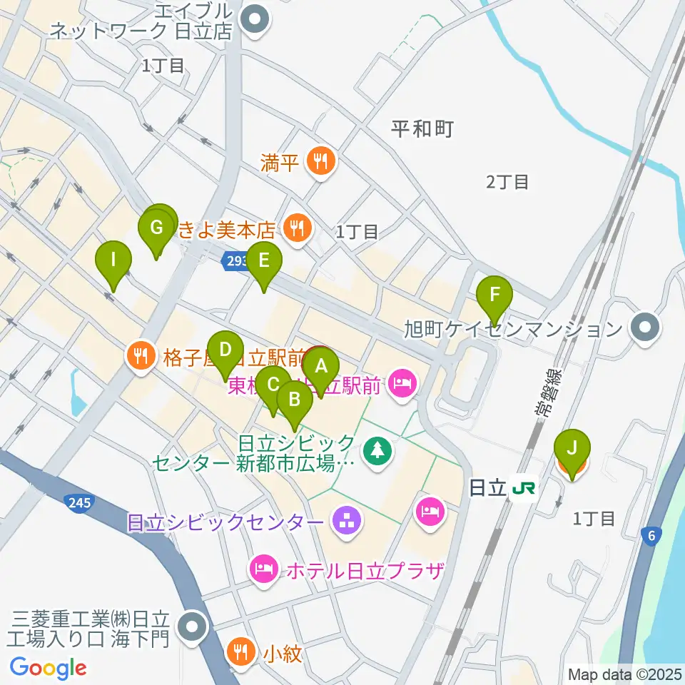 日立カルチャープラザ周辺のカフェ一覧地図