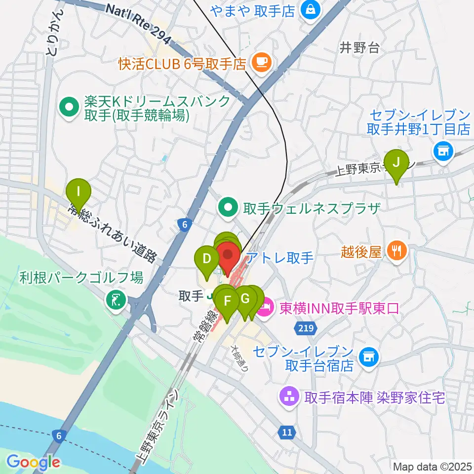 取手カルチャーセンター周辺のカフェ一覧地図