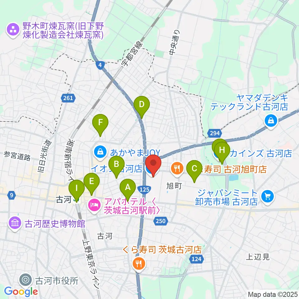 古河カルチャーセンター周辺のカフェ一覧地図