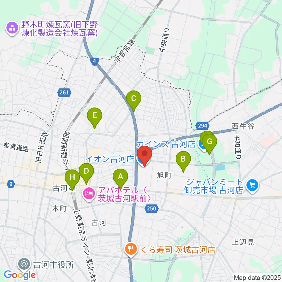 古河カルチャーセンター周辺のカフェ一覧地図