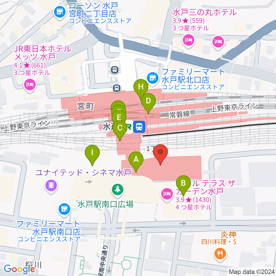 エクセルカルチャーセンター周辺のカフェ一覧地図