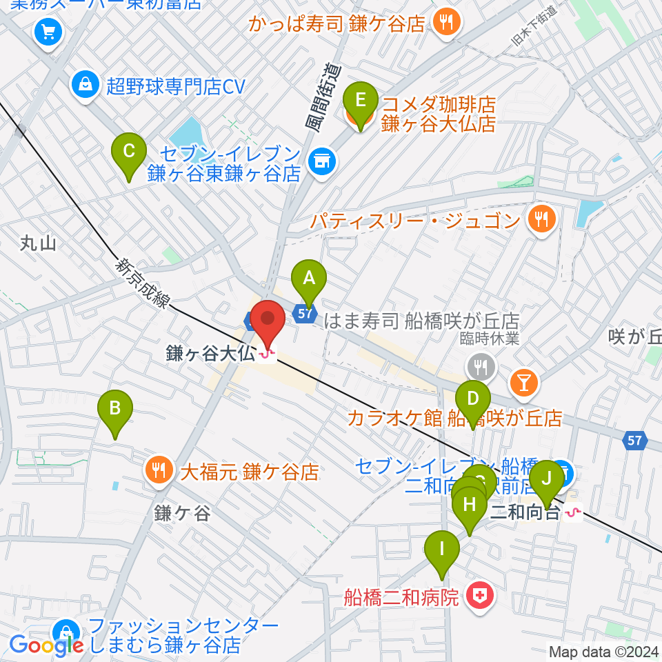 鎌ケ谷カルチャーセンター周辺のカフェ一覧地図