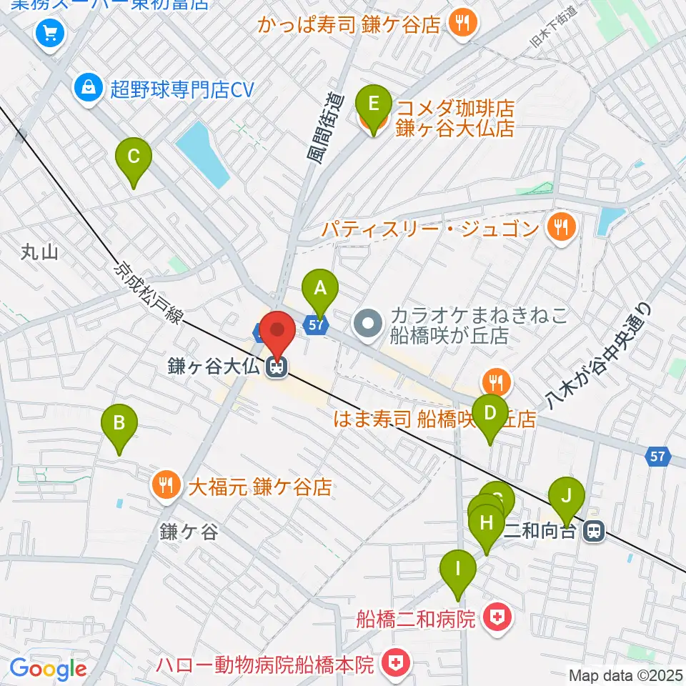 鎌ケ谷カルチャーセンター周辺のカフェ一覧地図