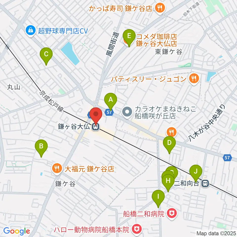鎌ケ谷カルチャーセンター周辺のカフェ一覧地図