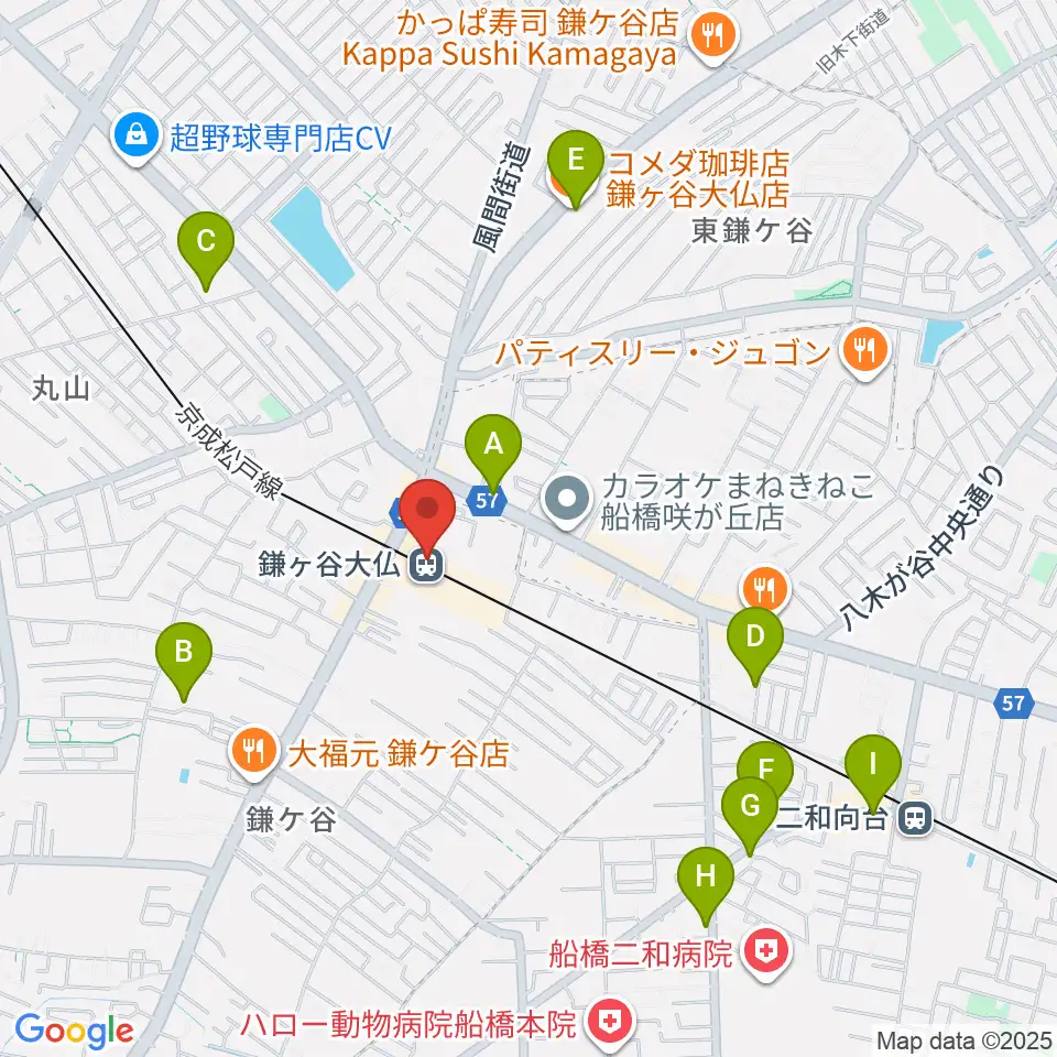 鎌ケ谷カルチャーセンター周辺のカフェ一覧地図