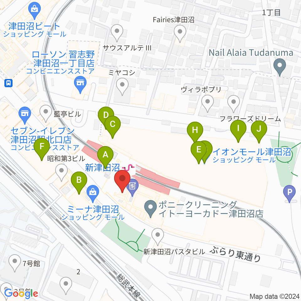 ヨークカルチャーセンター津田沼周辺のカフェ一覧地図