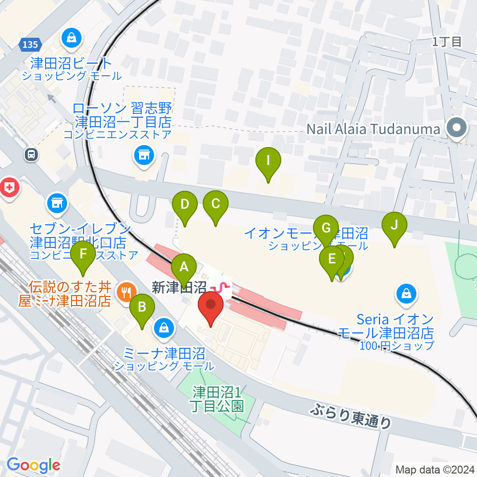 ヨークカルチャーセンター津田沼周辺のカフェ一覧地図