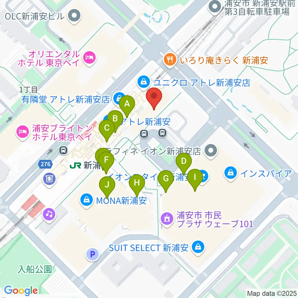 新浦安カルチャープラザ周辺のカフェ一覧地図