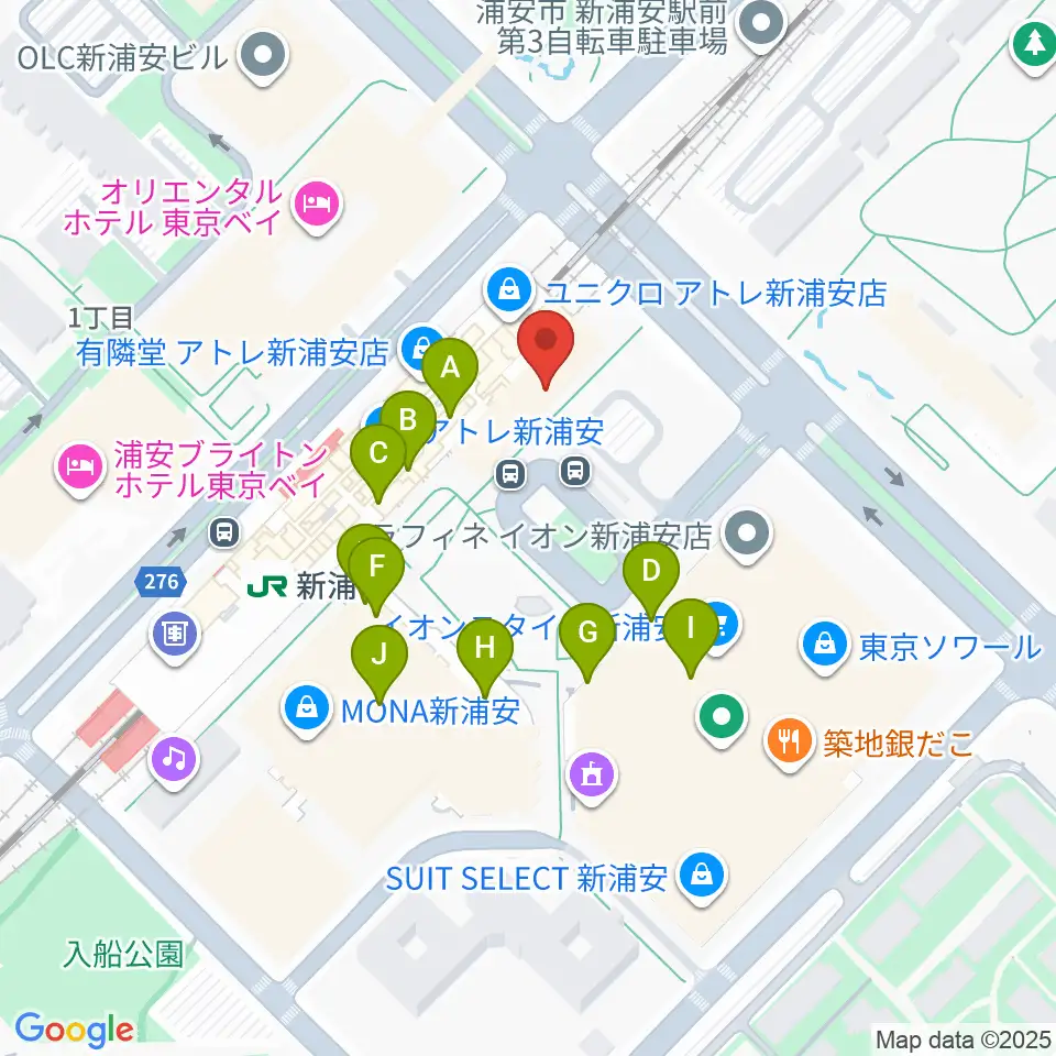 新浦安カルチャープラザ周辺のカフェ一覧地図