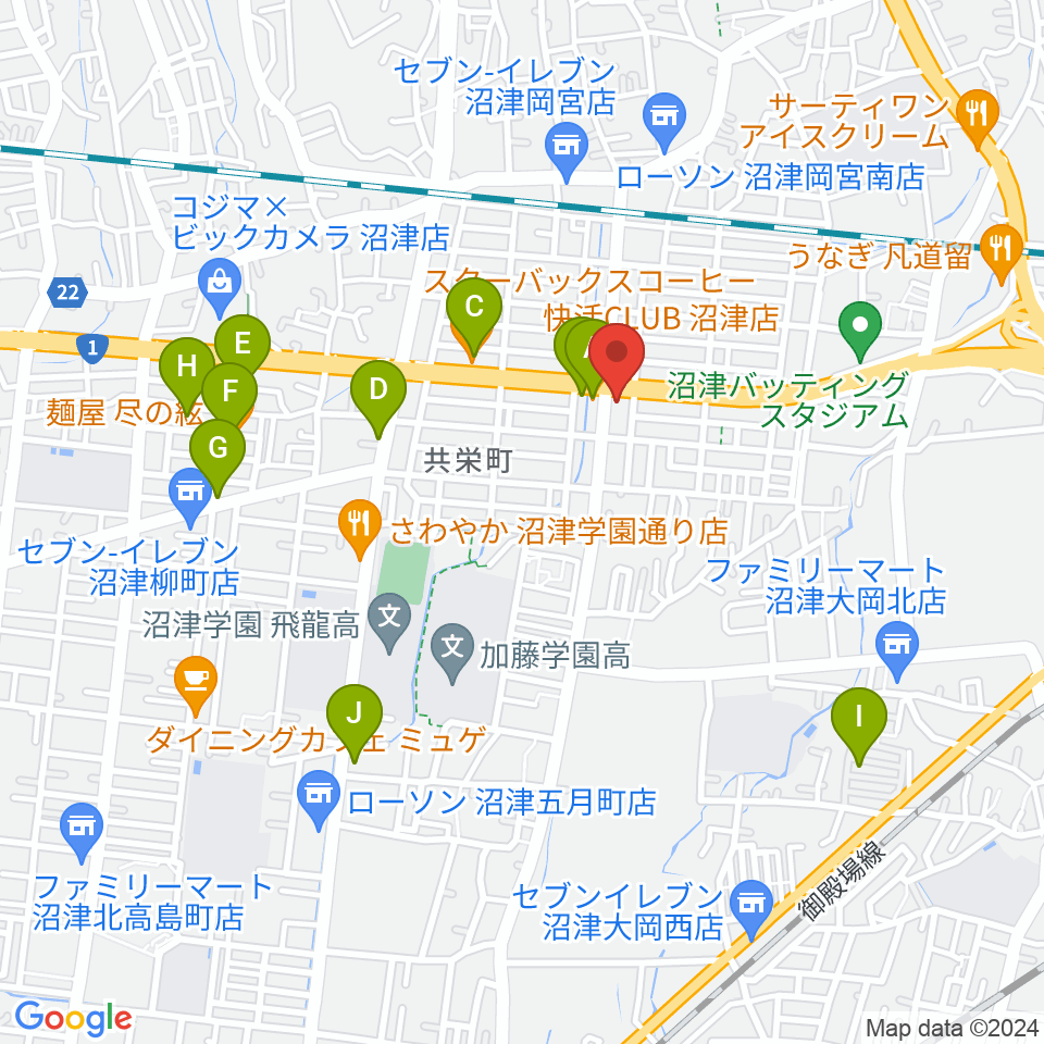 すみやグッディ沼津店周辺のカフェ一覧地図