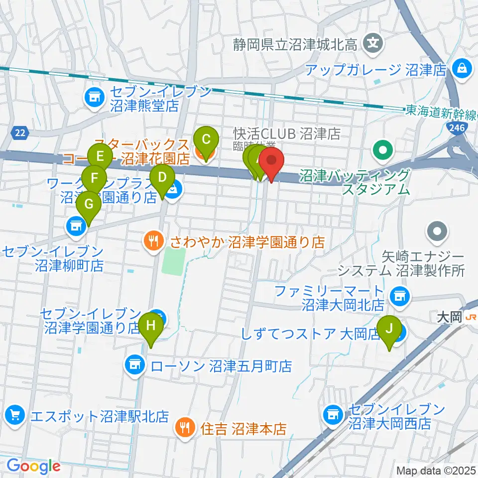 すみやグッディ沼津店周辺のカフェ一覧地図