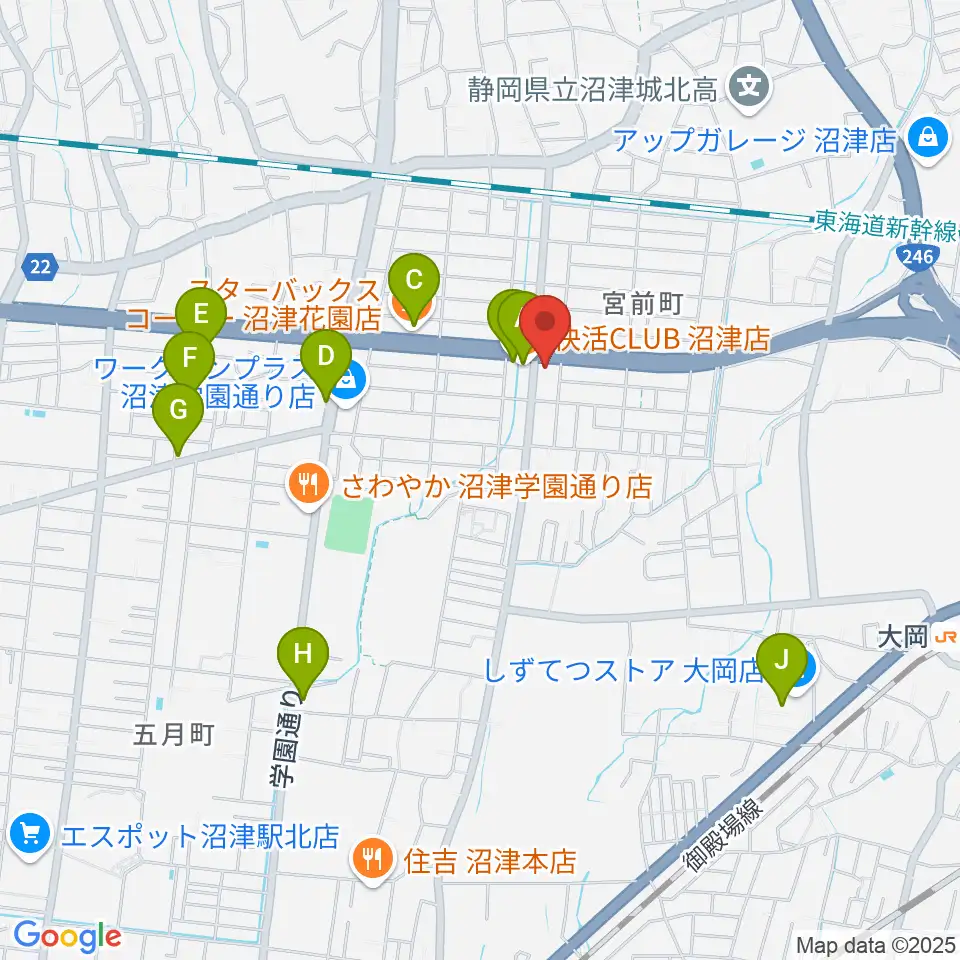すみやグッディ沼津店周辺のカフェ一覧地図