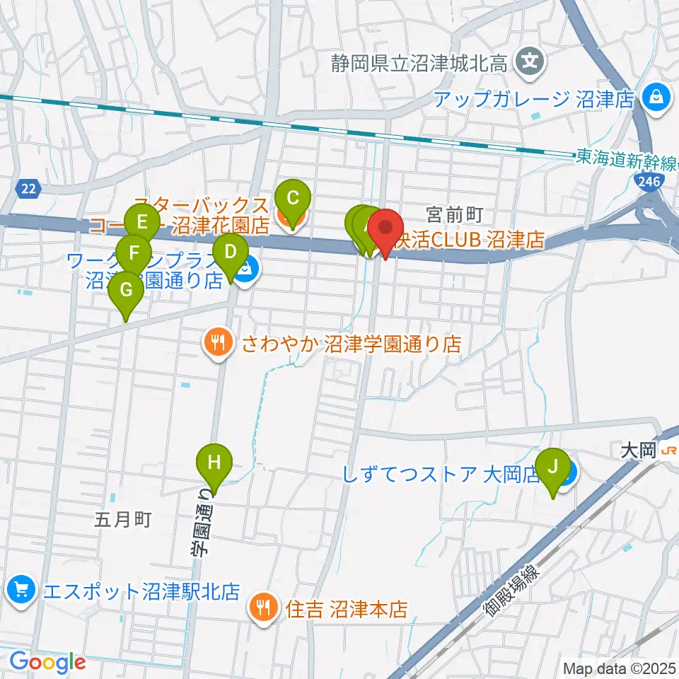 すみやグッディ沼津店周辺のカフェ一覧地図