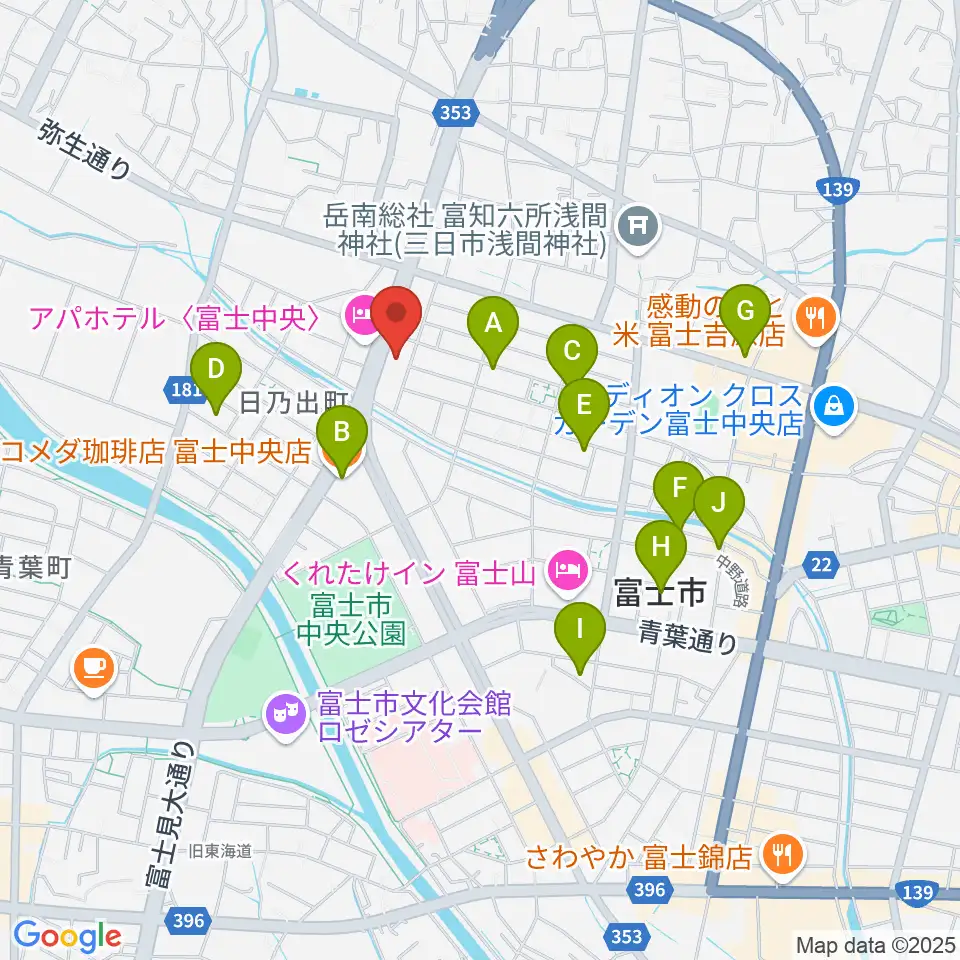 すみやグッディ富士店周辺のカフェ一覧地図