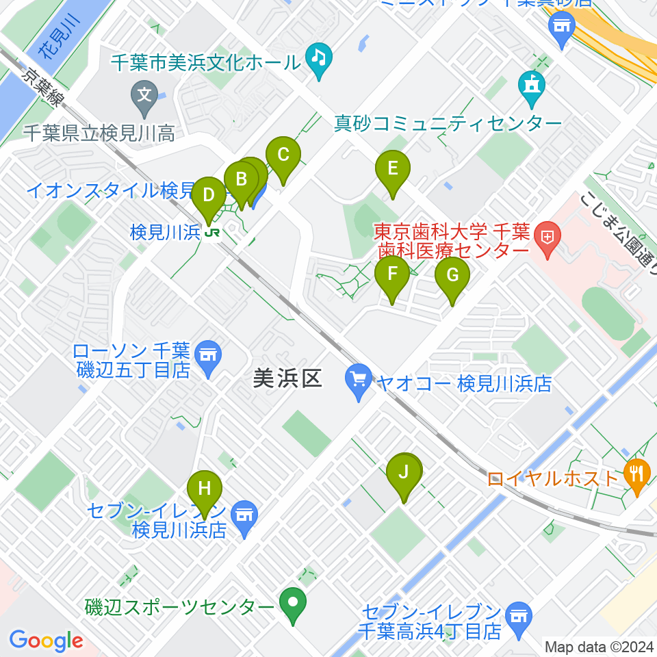 美浜カルチャーセンター周辺のカフェ一覧地図