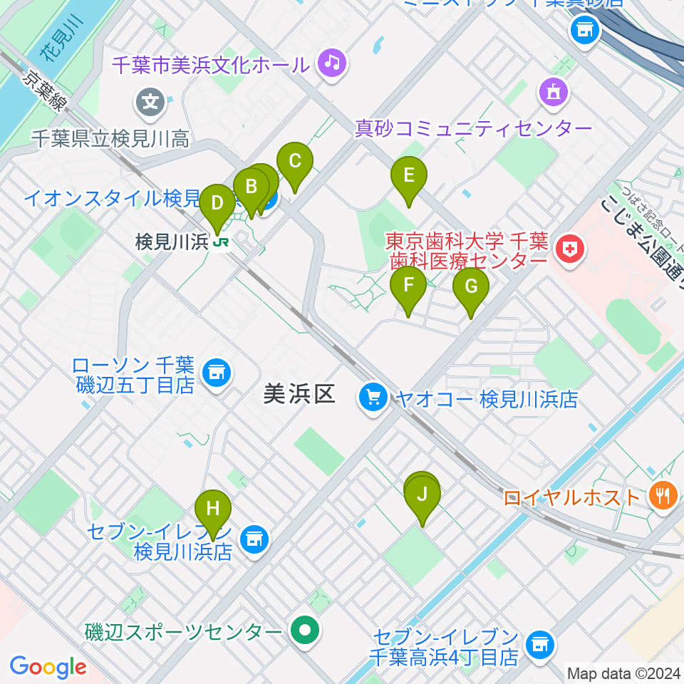 美浜カルチャーセンター周辺のカフェ一覧地図