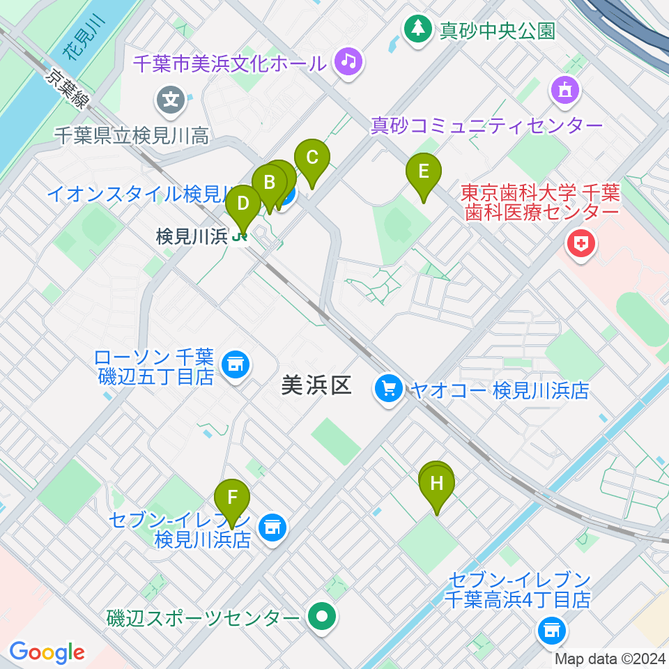 美浜カルチャーセンター周辺のカフェ一覧地図