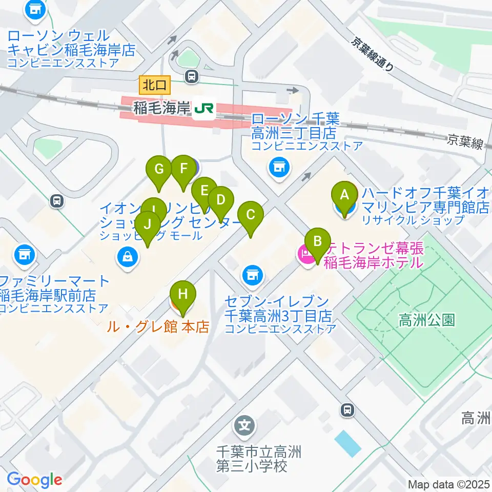 稲毛海岸カルチャーセンター周辺のカフェ一覧地図