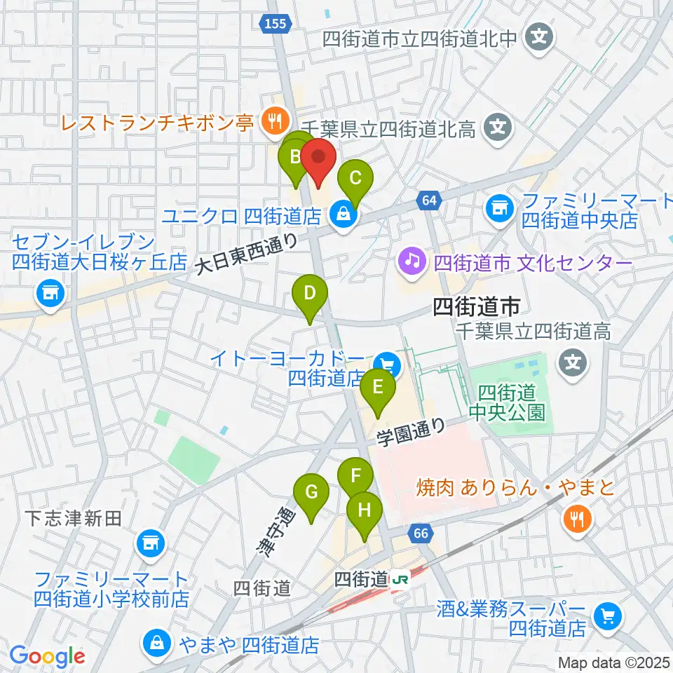 四街道カルチャーセンター周辺のカフェ一覧地図
