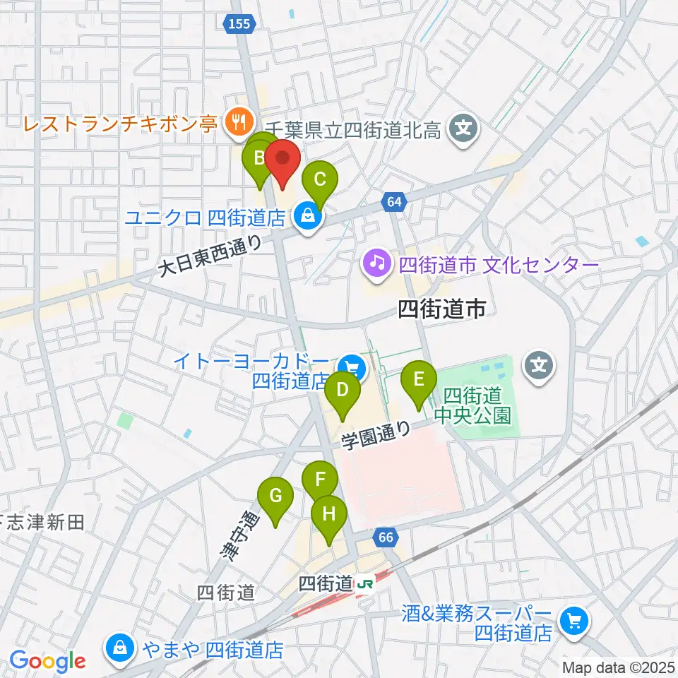 四街道カルチャーセンター周辺のカフェ一覧地図