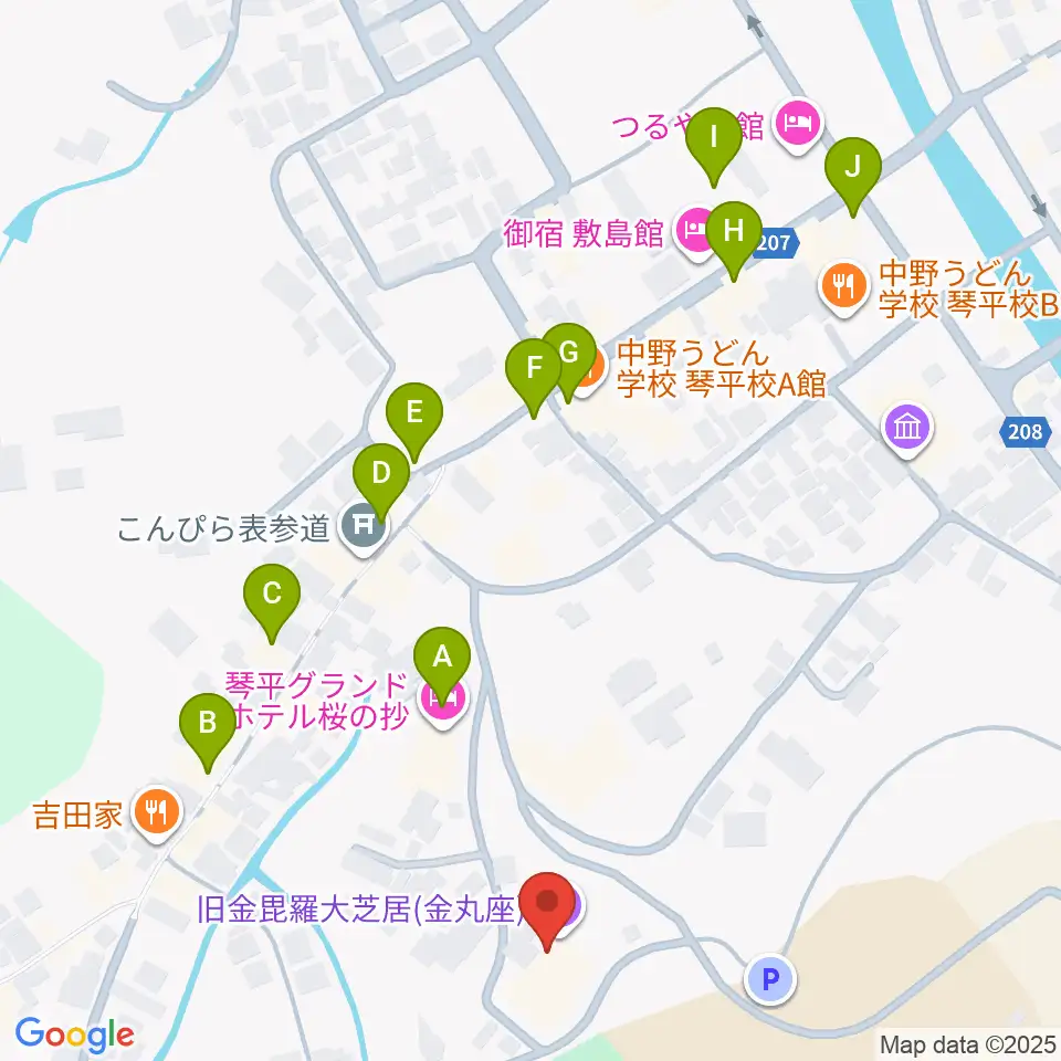 旧金毘羅大芝居劇場 金丸座周辺のカフェ一覧地図