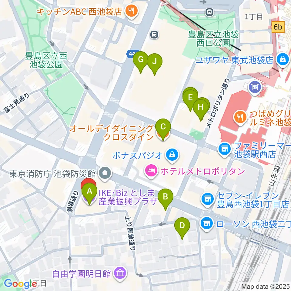 としま産業振興プラザ IKE・Biz周辺のカフェ一覧地図