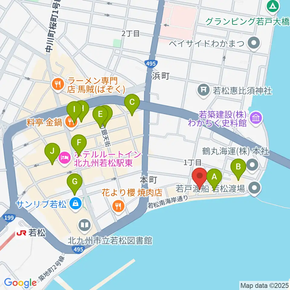 旧古河鉱業若松ビル周辺のカフェ一覧地図