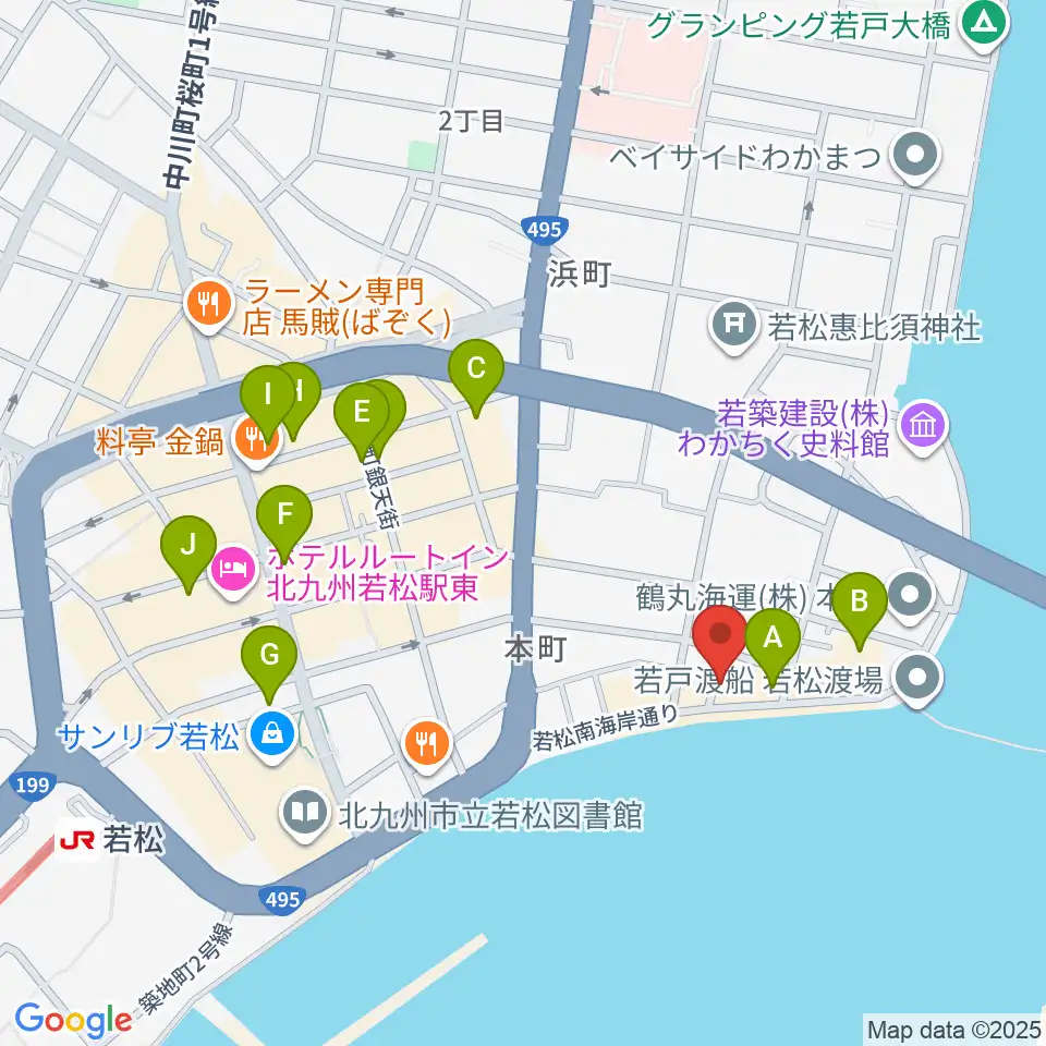 旧古河鉱業若松ビル周辺のカフェ一覧地図