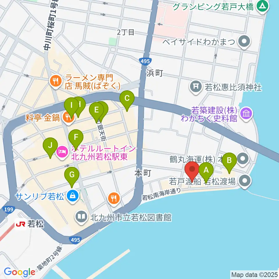 旧古河鉱業若松ビル周辺のカフェ一覧地図