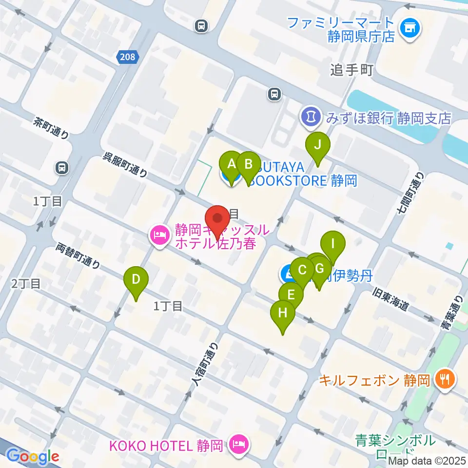 すみやグッディ本店周辺のカフェ一覧地図