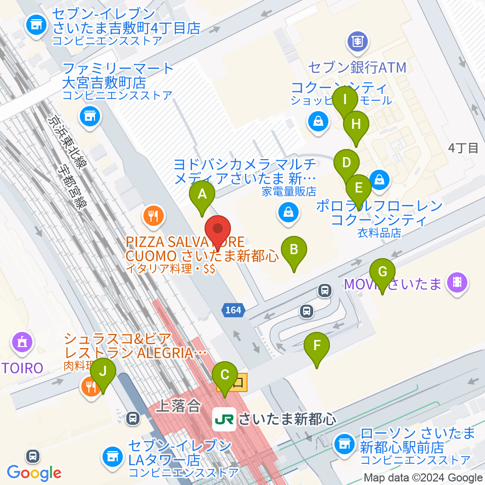 コクーンシティカルチャーセンター周辺のカフェ一覧地図