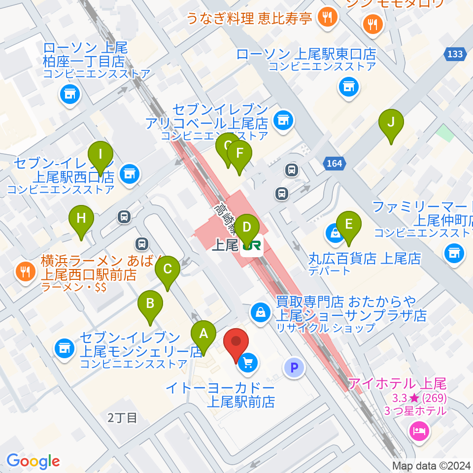 ヨークカルチャーセンター上尾周辺のカフェ一覧地図