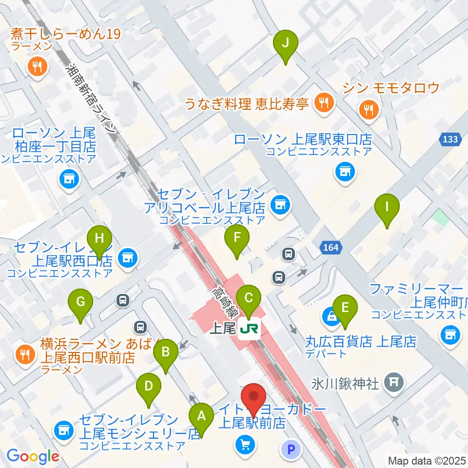 ヨークカルチャーセンター上尾周辺のカフェ一覧地図