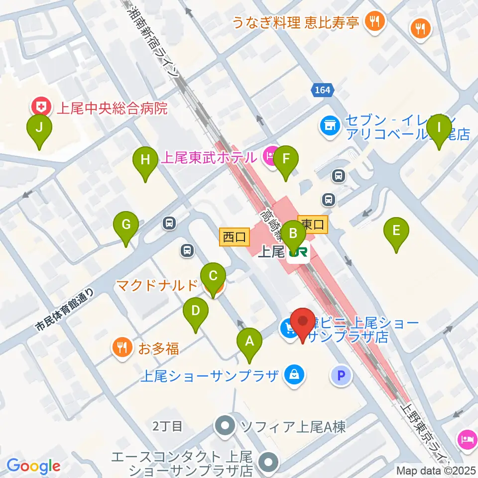 ヨークカルチャーセンター上尾周辺のカフェ一覧地図