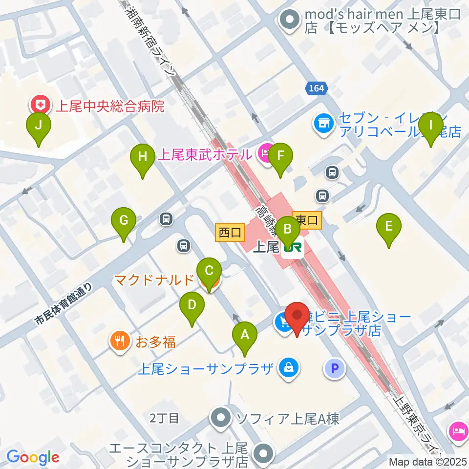 ヨークカルチャーセンター上尾周辺のカフェ一覧地図
