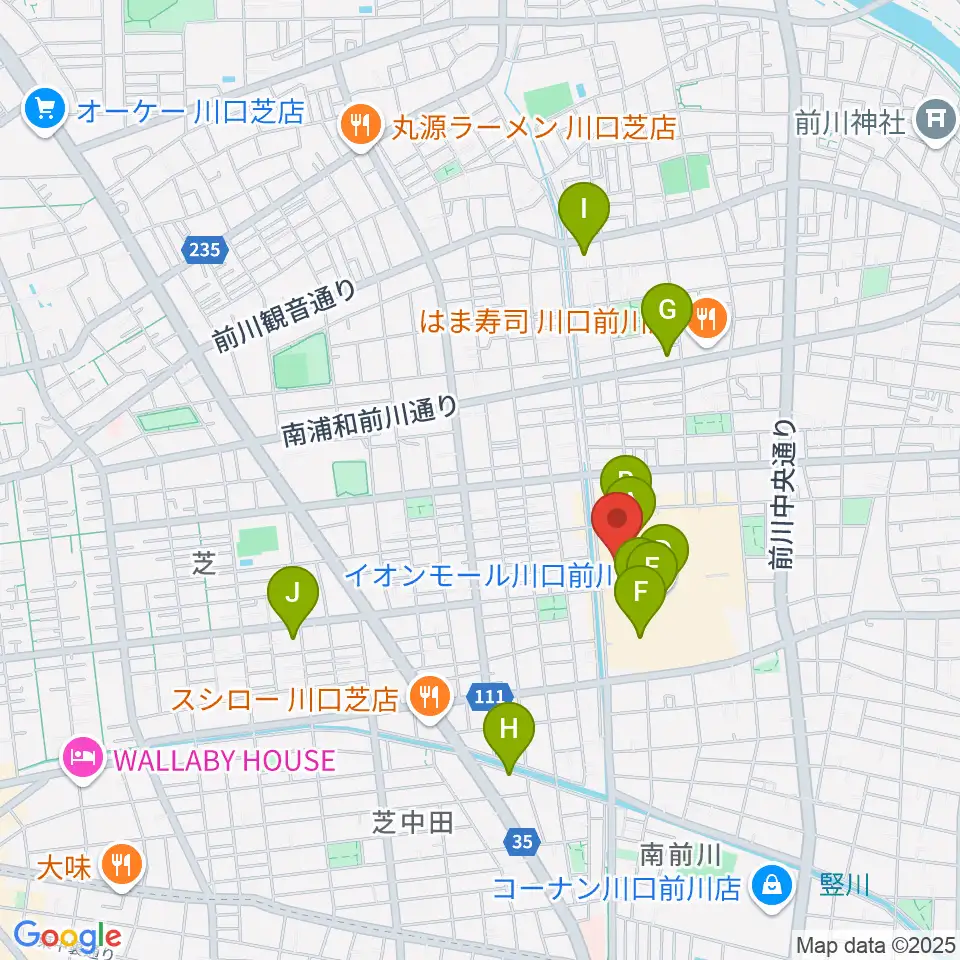 川口カルチャーセンター周辺のカフェ一覧地図