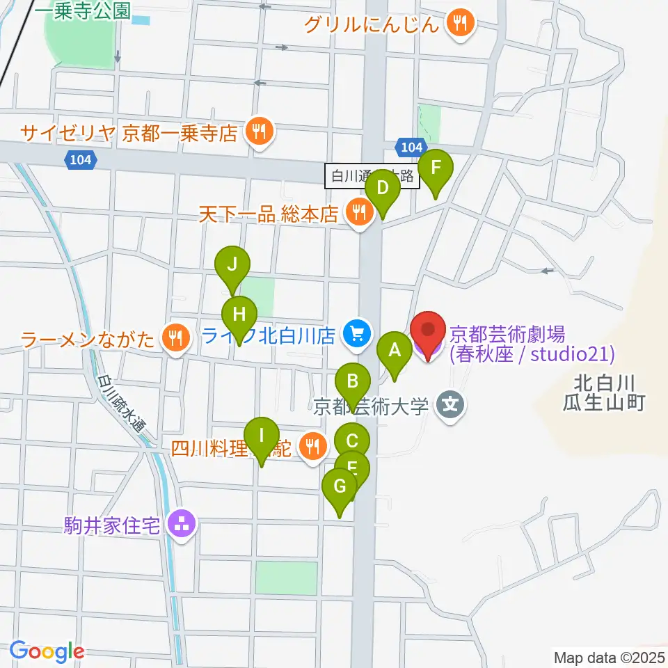 京都芸術劇場 春秋座周辺のカフェ一覧地図