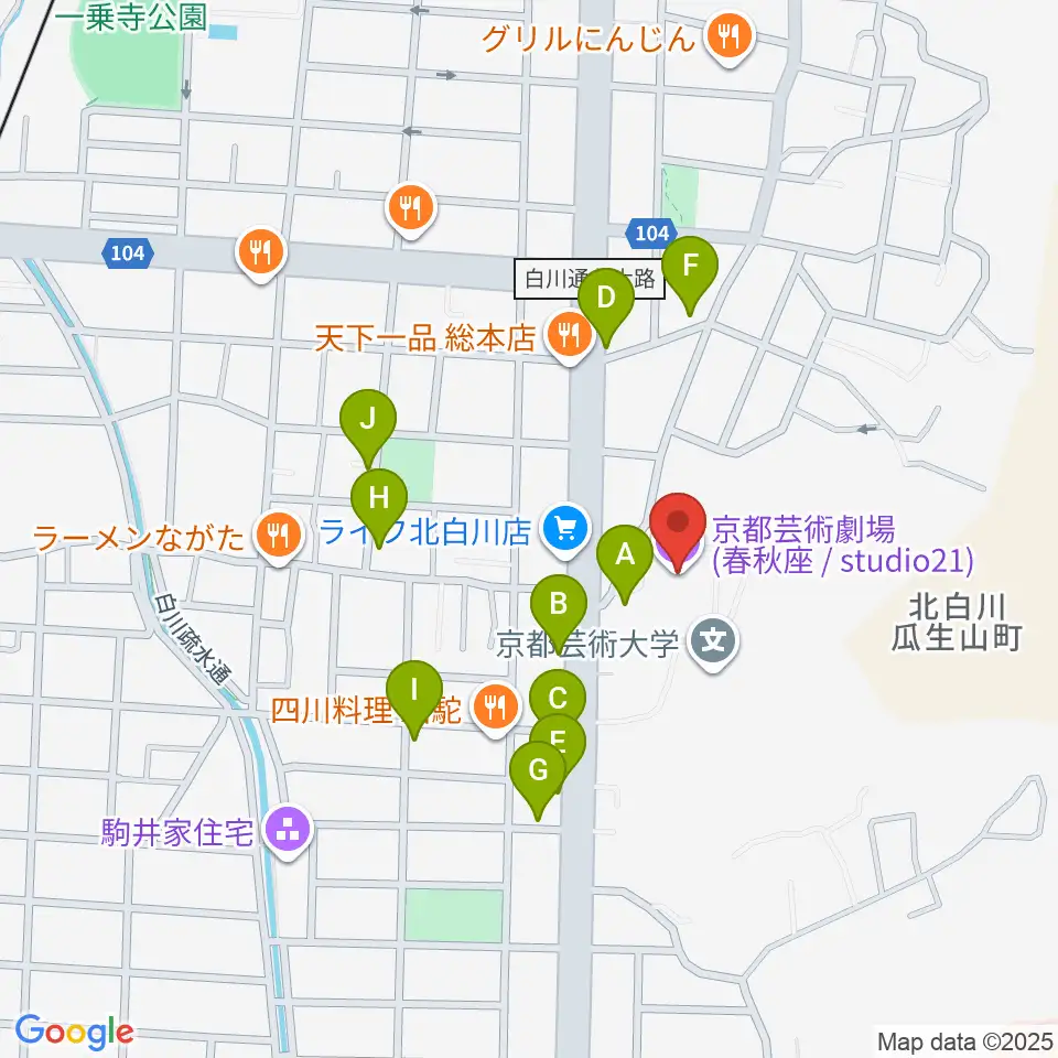京都芸術劇場 春秋座周辺のカフェ一覧地図