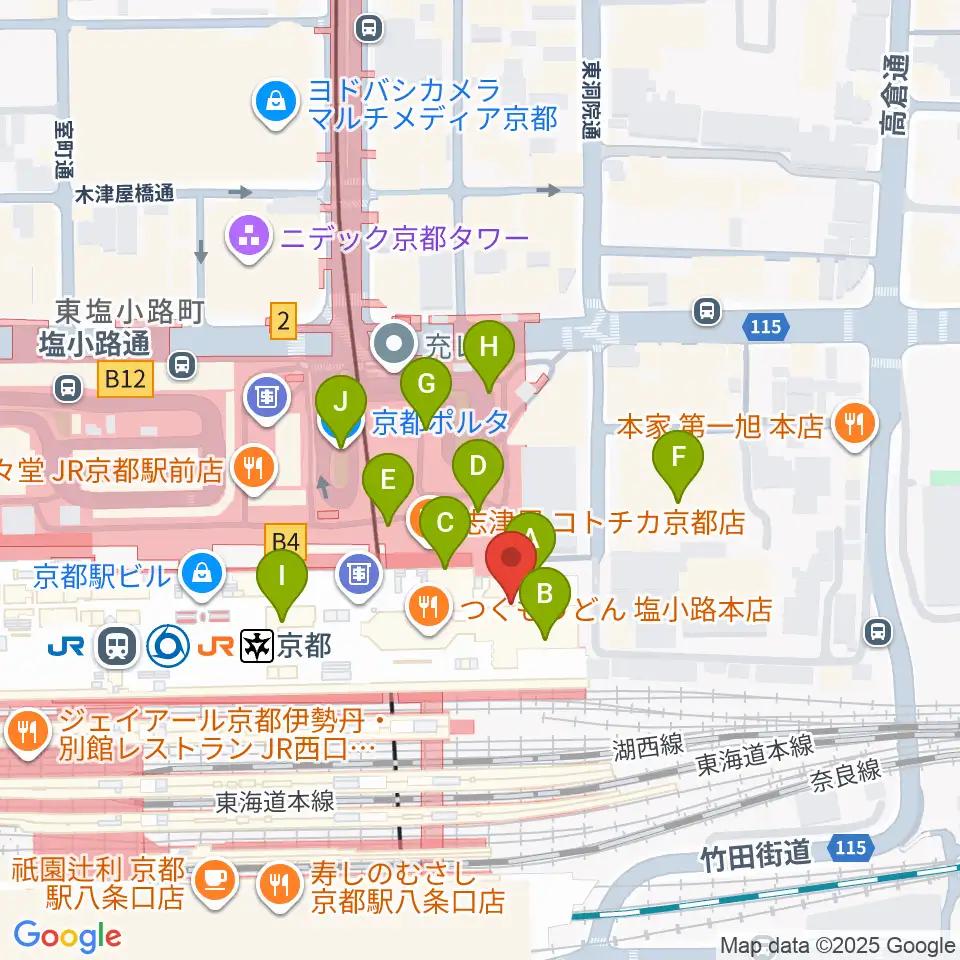 京都劇場周辺のカフェ一覧地図