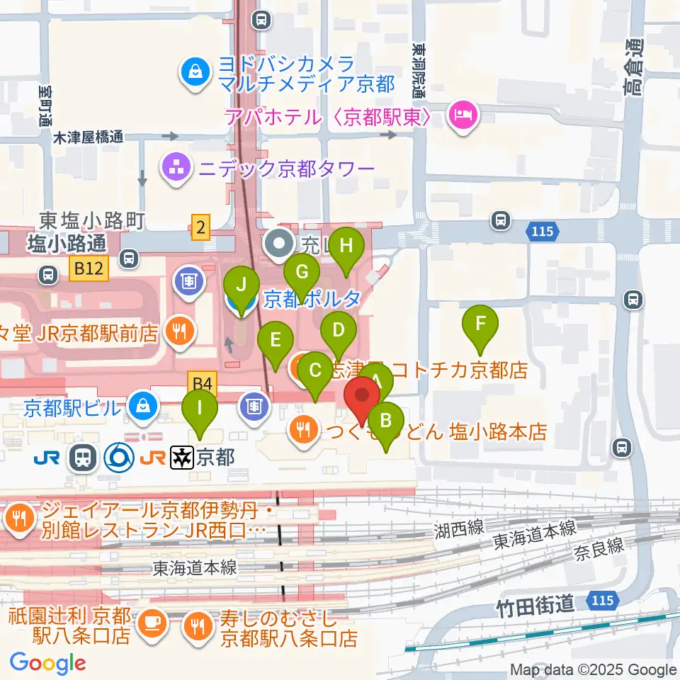 京都劇場周辺のカフェ一覧地図