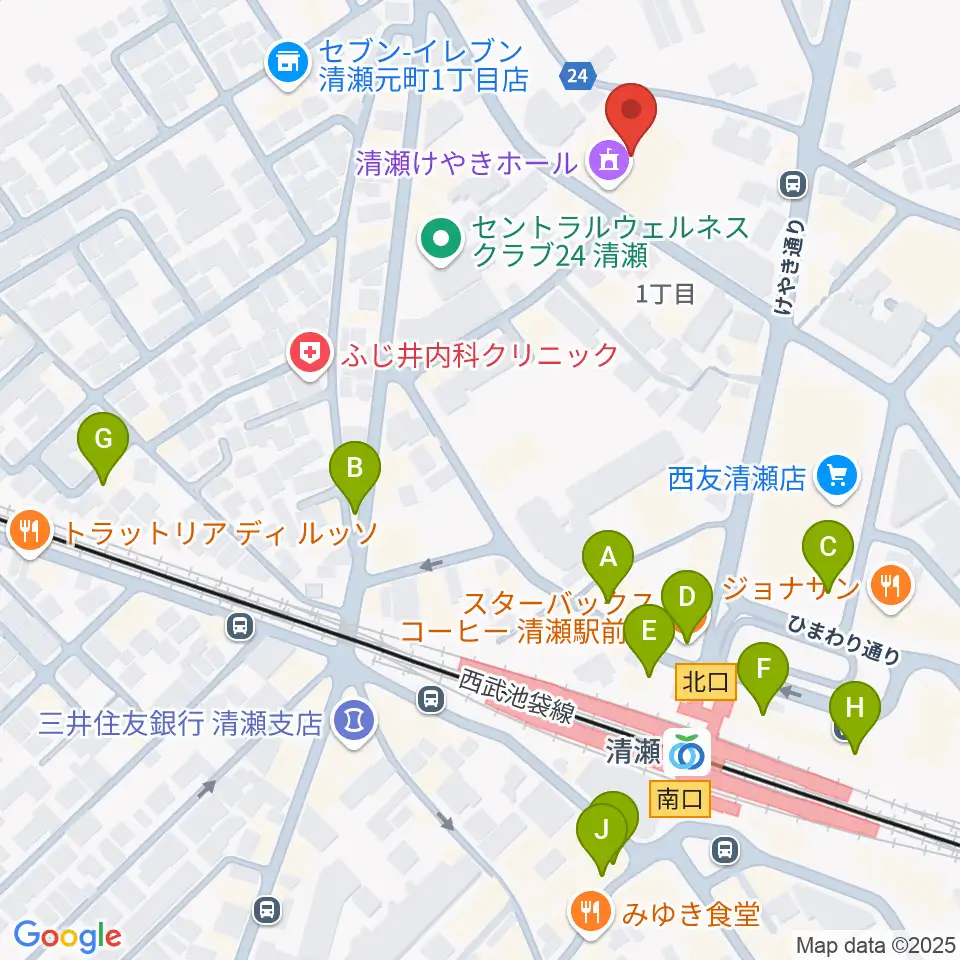 清瀬けやきホール周辺のカフェ一覧地図