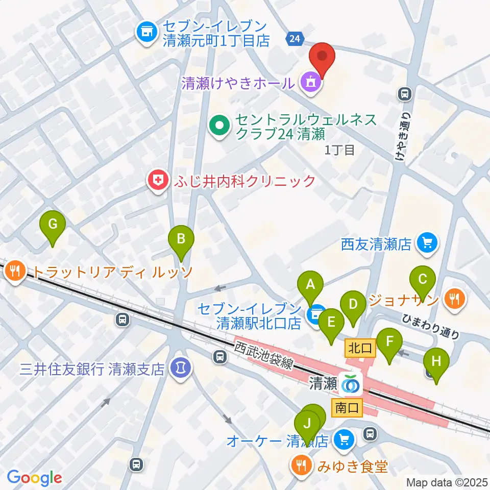 清瀬けやきホール周辺のカフェ一覧地図