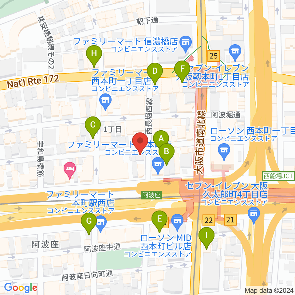 本町マザーポップコーン周辺のカフェ一覧地図