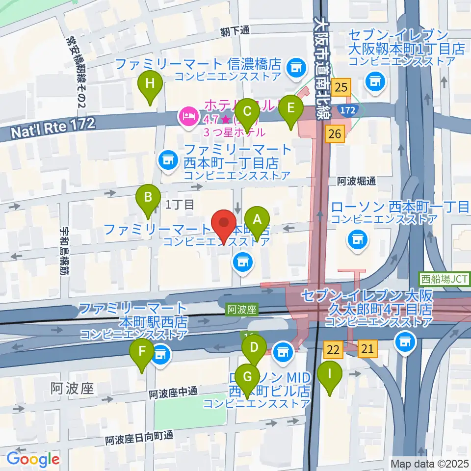 本町マザーポップコーン周辺のカフェ一覧地図