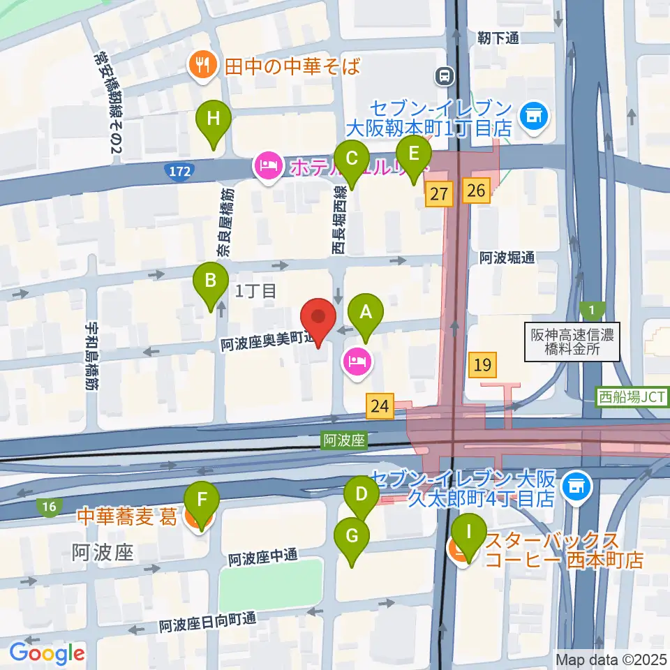 本町マザーポップコーン周辺のカフェ一覧地図