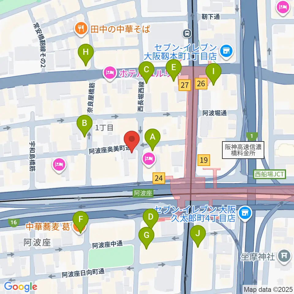 本町マザーポップコーン周辺のカフェ一覧地図